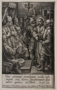 Die Passion: Christus vor dem Hohenpriester von Hieronymus or Jerome Wierix