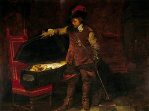 Cromwell vor dem Sarg von Charles I. Stuart (1649). Oliver Cromwell (1599-1658) setzte den Prozess gegen den König von England durch, der am 9. Februar verurteilt und hingerichtet wurde von Paul Delaroche