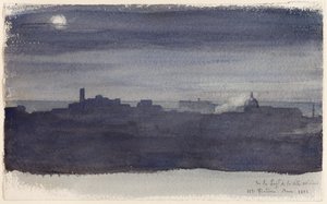 Blick auf Rom bei Nacht von Hippolyte Flandrin
