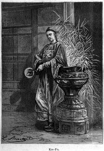 Kin-Fo. In „Die Leiden eines Chinesen in China“, Roman von Jules Verne, ed. Hetzel von Hippolyte Leon Benett