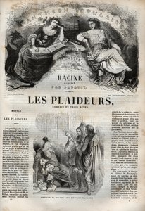 Les Plaideurs (1668) Komödie in drei Akten - Gravur in „Werke von Jean Racine“ illustriert von Pauquet und mit einer Notiz von Emile de La Bédollière - 1851