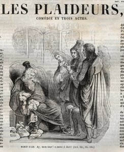 Les Plaideurs (1668) Komödie in drei Akten - Gravur in „Werke von Jean Racine“ illustriert von Pauquet und mit einer Notiz von Emile de La Bédollière - 1851 von Hippolyte Louis Pauquet