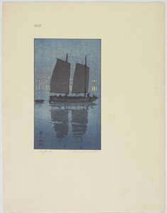 Eine Dschunke, Platte Nr. 5, spätes 19. bis mittleres 20. Jahrhundert von Hiroshi Yoshida
