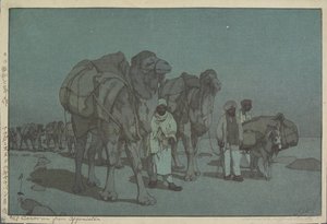 Karawane aus Afghanistan bei Mondschein