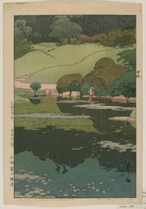 Seerosen im Botanischen Garten, aus der Serie Zwölf Szenen von Tokio, Taisho-Ära von Hiroshi Yoshida