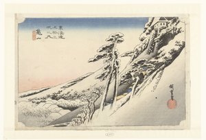 Kameyama, eine Aufklärung nach Schneefall von Hiroshige (I) , Utagawa