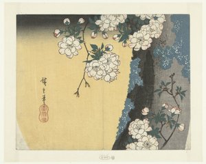 Moosiger Stamm und Kirschblüten von Hiroshige (I) , Utagawa