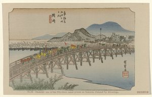 Okazaki: einer der 53 berühmten Orte am Tokaido, gemalt von Hiroshige