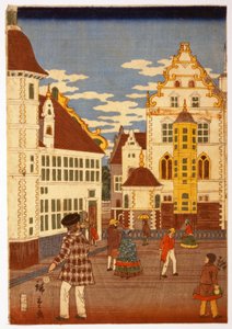 Ansicht des amerikanischen Lebens, aus der Illustrated London News, veröffentlicht 1860 von Hiroshige Utagawa