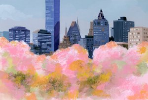 New York und Kirschblüten, 2016 von Hiroyuki Izutsu