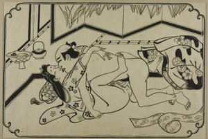 Ein Blatt aus einem Shunga-Album von Hishikawa Moronobu