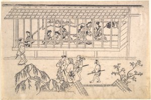 Die sechste Szene aus Szenen des Vergnügungsviertels in Yoshiwara in Edo von Hishikawa Moronobu