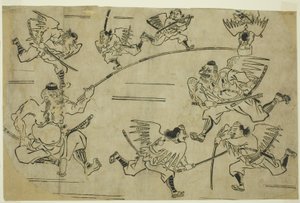 Der Tengu-König trainiert seine Schüler, ca. 1690 von Hishikawa Moronobu