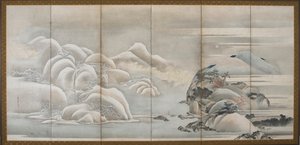 Landschaft: zwei der vier Jahreszeiten, Herbst und Winter, Edo-Periode