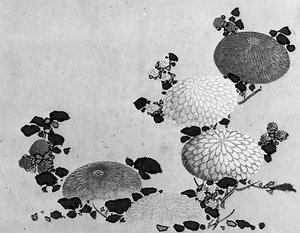 Chrysanthemen, 19. Jahrhundert von Hokusai School.