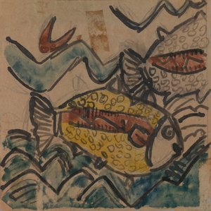 Fischdesign für einen Keramikteller, ca. 1930-1939