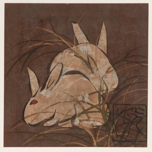 Kaninchen und Gräser, Edo-Periode, spätes 16. bis frühes 17. Jahrhundert von Hon