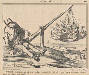 Archimedes demonstriert den englischen Ingenieuren ... von Honoré Daumier