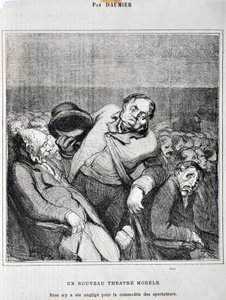 Werk von Honore Daumier (1808-1879). Charivari stammt aus dem Jahr 1864: Serie Skizzen im Theater Ein neues Theatermodell. Nichts wurde für den Komfort der Zuschauer vernachlässigt. MUSEE DES BEAUX ARTS - PALAIS LONGCHAMP, MARSEILLE von Honoré Daumier
