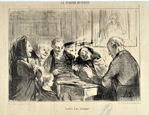 Werk von Honore Daumier (1853): Serie LA COMEDIE HUMAN „Lesung eines Testaments“ von Honoré Daumier