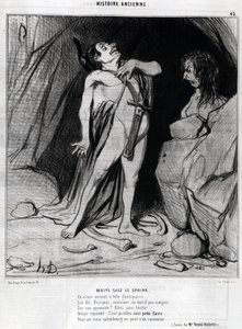 Karikatur von Honore Daumier über Ödipus und die Sphinx, in „Charivari“, 12. Dezember von Honoré Daumier