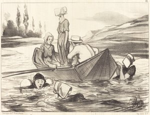 Mitten im Wasser von Honoré Daumier