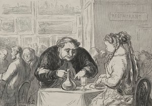 Ausstellung der schönen Künste: am Buffet Liebe zur Kunst und zum Kotelett von Honoré Daumier