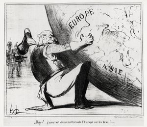 Deutschland: bigre!... Ich habe mich geirrt, ganz Europa auf meine Hände zu legen. Illustration von Honore Daumier (1808-1879), veröffentlicht in den Nachrichten, „Charivari“, datiert 25. Januar von Honoré Daumier