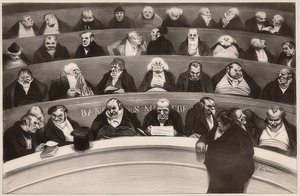 Der gesetzgebende Bauch. Ansicht der Kabinettsbänke der nicht prostituierten Kammer von 1834 von Honoré Daumier