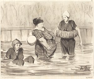 Die vorsichtigen Badenden von Honoré Daumier