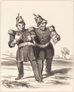 Die zwei fröhlichen Bankettgäste von Honoré Daumier