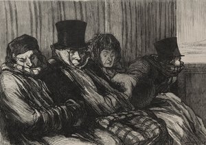 Die Eisenbahnen: Vergnügungszug: zehn Grade der Nacktheit und schlechter Laune von Honoré Daumier