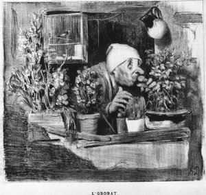 Das Hören: Serie aus den Fünf Sinnen, von Honoré Daumier (1808-1879). Charivari