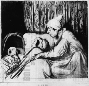 Das Gehör: Serie über die fünf Sinne, von Honore Daumier (1808-1879). „Charivari“