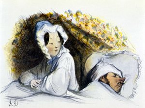Mann und Frau im Bett: „Unartiger Schläfer! Geh...“, „Geschichte der erotischen Kunst“ von Edouard Fuchs, Berlin von Honoré Daumier