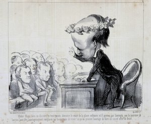 Erinnerungen an den Friedenskongress: Victor Hugo (Nr. 1 der Serie) - von Daumier, in „Charivari“ vom 06.09.1849 von Honoré Daumier