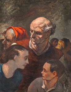 Auf den Barrikaden (Familie auf den Barrikaden) von Honoré Daumier