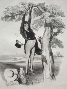 Pastorales, Platte 2: Die Gefahren, einen Pflaumenbaum zu kräftig zu schütteln..., 1845