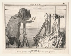 Fotografie. Neues Verfahren zur Erzielung anmutiger Posen, aus Croquis Parisiens von Honoré Daumier