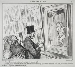 Die Ausstellung von 1859 (Platte 11): Komm her, mein Freund, ich finde dieses Gemälde nicht schön von Honoré Daumier
