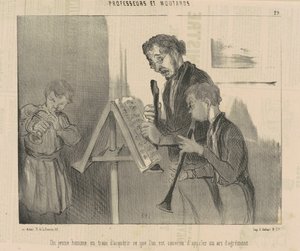 Ein junger Mann, der dabei ist, ... eine Kunst des Vergnügens zu erlernen von Honoré Daumier