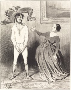 Eine Frau wie ich... einen Knopf annähen?... von Honoré Daumier