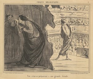 Eine Königin bereitet sich auf eine große Tirade vor von Honoré Daumier