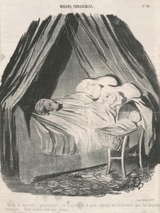 Das ist der Moment (nach Mitternacht), in dem Ruhe und Frieden wirklich in glücklichen Haushalten herrschen. Besser spät als nie. von Honoré Daumier