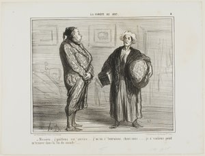 „- Monsieur, ich kündige Ihren Dienst, ich gehe nach Hause... Ich möchte nicht hier sein, wenn die Welt endet,“ Platte 4 aus La Comète De 1857 von Honoré Victorin Daumier