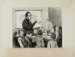 "- Morgen werden wir Saturn studieren. Ich möchte, dass Sie diesem großen Planeten besondere Aufmerksamkeit schenken... den Sie aller Wahrscheinlichkeit nach in Ihrem Leben nie zu Gesicht bekommen werden!", Platte 18 aus Professeurs Et Moutards von Honoré Victorin Daumier