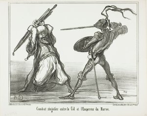 Eine ungewöhnliche Schlacht zwischen El Cid und dem Kaiser von Marokko, Platte 117 aus Actualités von Honoré Victorin Daumier