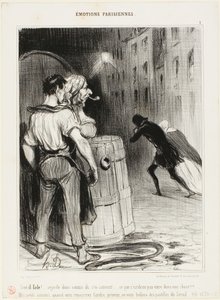„Wie dumm! Schau nur, wie sie rennen. Das passiert, wenn man am falschen Ort ist. Wartet nur! Nächstes Mal sagt uns vorher Bescheid und wir kümmern uns gut um euch...“, Platte 1 aus Émotions Parisiennes