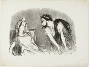 Ödipus. „- Als mein Schwert in sein blutendes Herz schnitt - Sie zittern, Madame - Da brach die Welt zusammen,“ Tafel zehn aus Physionomies tragiques