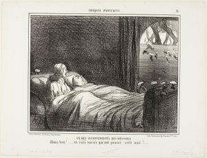 Einer der Nachteile des Lebens im Keller. „Schau, hier sind noch mehr, die letzte Nacht gewachsen sind...“, Platte 15 aus Croquis Parisiens